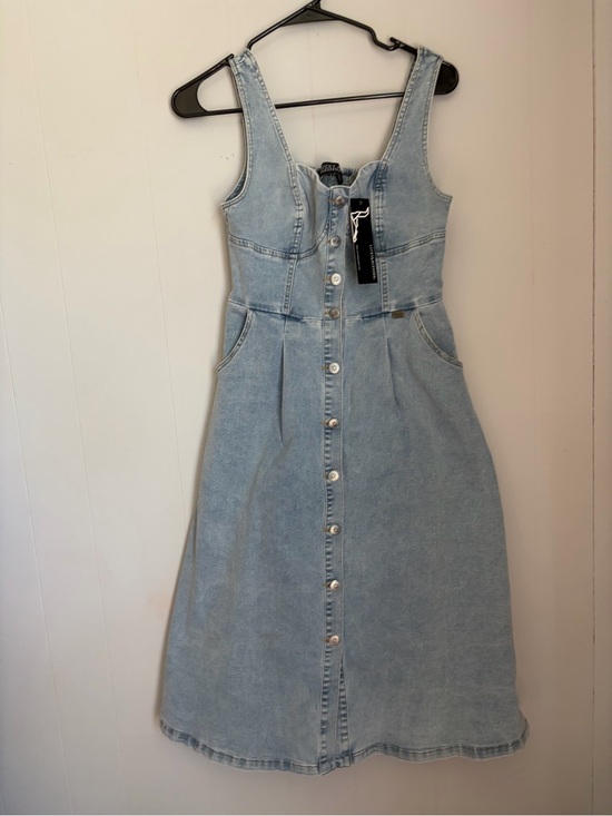 Lucky & Blessed Dresses & Skirts - Light Blue Denim Button-Front Midi Dress